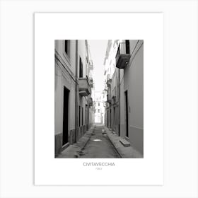 Poster Of Civitavecchia, Italy, Black And White Photo 3 Art Print