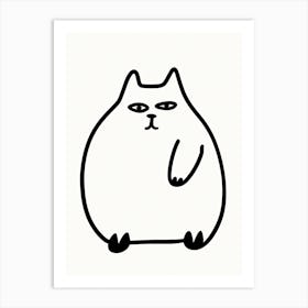 Ink Cat Line Drawing 2 Art Print