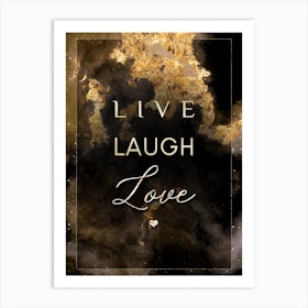 Live Laugh Love Gold Star Space Motivational Quote Art Print