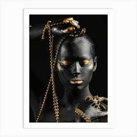 Black Woman With Gold Chains Art Print