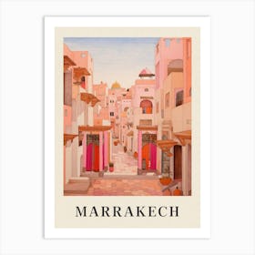 Marrakech Morocco 8 Vintage Pink Travel Illustration Poster Art Print