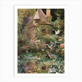 Fairytale Monet Pond Scrapbook Collage 1 Art Print