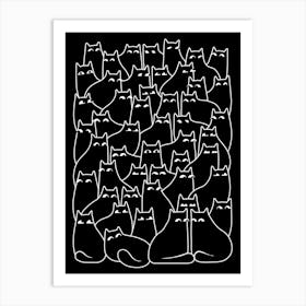 Suspicious Cats Minimal Line Version Art Print