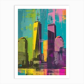 World Trade Center Memorial New York Colourful Silkscreen Illustration 3png Art Print