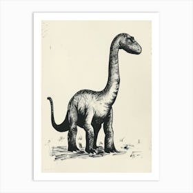 Apatosaurus Dinosaur Black & Sepia Sketch Art Print