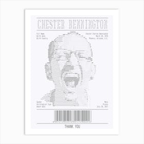 Receipt Art Chester Bennington 1 Art Print