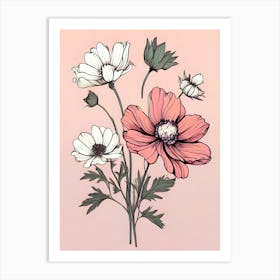 Flowers On A Pink Background Art Print