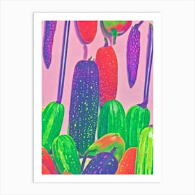 Cucumber Risograph Retro Poster vegetable Art Print