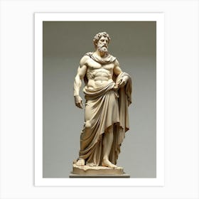 Olympiad Greek Statue Cool Realistic Illustration 1 Art Print