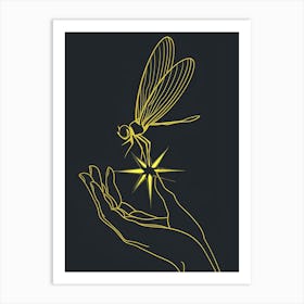 Dragonfly On Hand Art Print