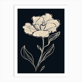 Gladioli Line Art Flowers Illustration Neutral 10 Art Print