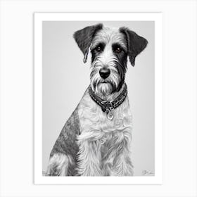 German Wirehaired Pointer B&W Pencil Dog Art Print