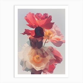 "Double Exposure Floral Fantasy Portrait" 1 Art Print