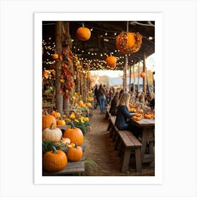 An Old Style Fall Fair Set Amid The Heart Of A Golden Hued Forest The Venue Is Bedecked With Lively (1) Art Print