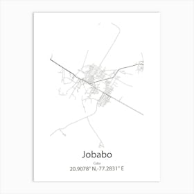 Jobabo,Cuba Minimalist Map Art Print