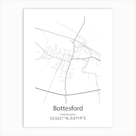 Bottesford,United Kingdom Minimalist Map Art Print