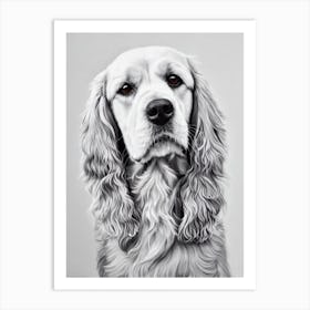 Cocker Spaniel B&W Pencil Dog Art Print