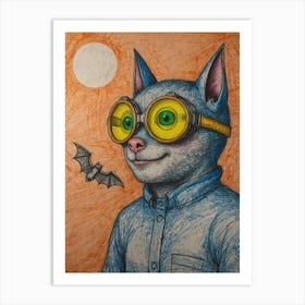 Cat With Goggles 1 Art Print