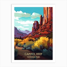 Capitol Reef National Park Travel Poster Illustration Style 4 Art Print