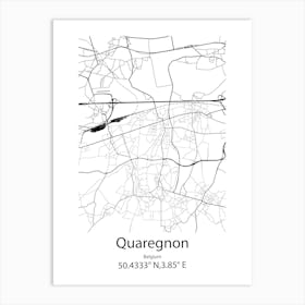 Quaregnon,Belgium Minimalist Map Art Print