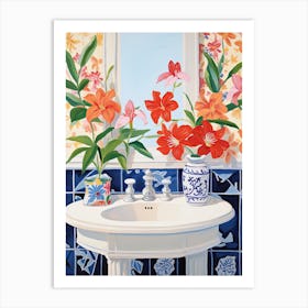 Bathroom Vanity Painting With A Hibiscus Bouquet 3 Art Print