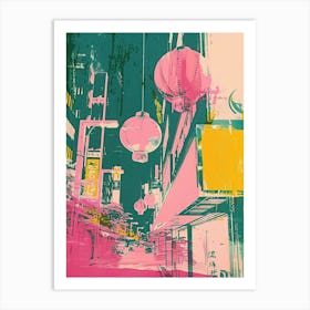 Kyoto Japan Pink Duotone Silkscreen 2 Art Print