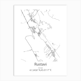 Rustavi,Georgia Minimalist Map Art Print