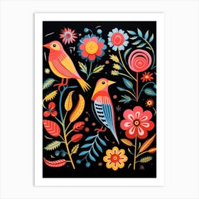 Folk Bird Illustration Cuckoo 1 Art Print