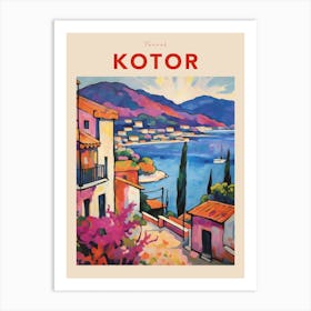 Kotor Montenegro 3 Fauvist Travel Poster Art Print