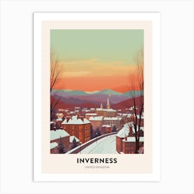 Vintage Winter Travel Poster Inverness United Kingdom 1 Art Print