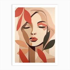 'Woman With Leaves' Art Print