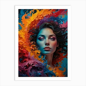 Woman With Colorful Hair 3 Art Print