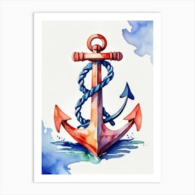 Anchor, Paddle and Rope watercolor painting 2 Art Print