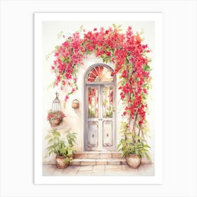 Bari, Italy   Mediterranean Doors Watercolour Painting 4 Art Print