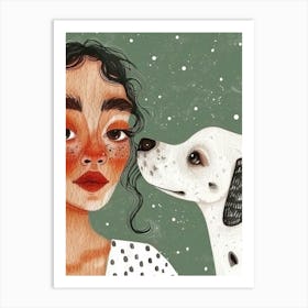 Dalmatian Girl With Dog Art Print