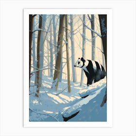 Winter Badger 3 Illustration Art Print