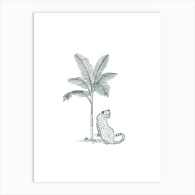 Cheetah Under Palm Tree Art Print