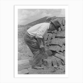 Removing The Rough Edges From Adobe Bricks With Trowel, Penasco, New Mexico By Russell Lee Art Print