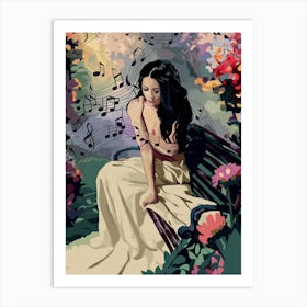 Girl With Music Notes 2 Art Print