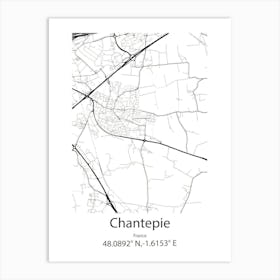 Chantepie,France Minimalist Map Art Print