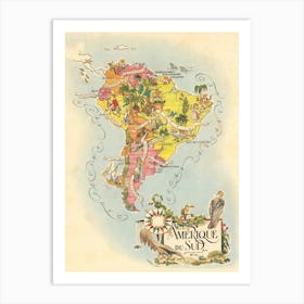 South America vintage Map 1951 Art Print