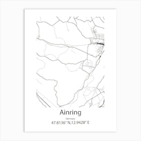 Ainring,Germany Minimalist Map Art Print