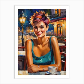 Girl In A Cafe Art Print