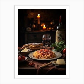 Spaghetti And Wine 2 Art Print