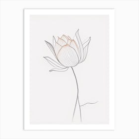 American Lotus Minimal Line Drawing 2 Art Print