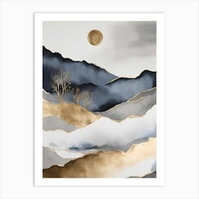 Moonlight In The Mountains 4 Art Print