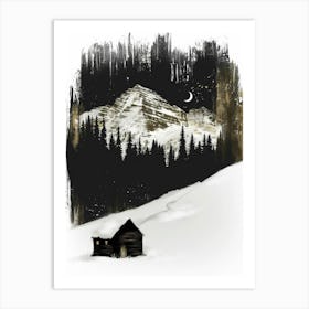 Cabin In The Snow Art Print