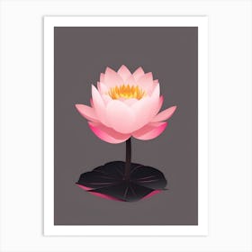 A Pink Lotus In Minimalist Style Vertical Composition 32 Art Print