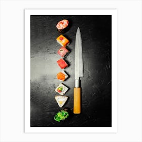 Sushi (Japan, Japanese cuisine) — Food kitchen poster/blackboard, photo art 1 Art Print