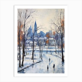 Winter City Park Painting Parc Jean Drapeau Montreal Canada 1 Art Print